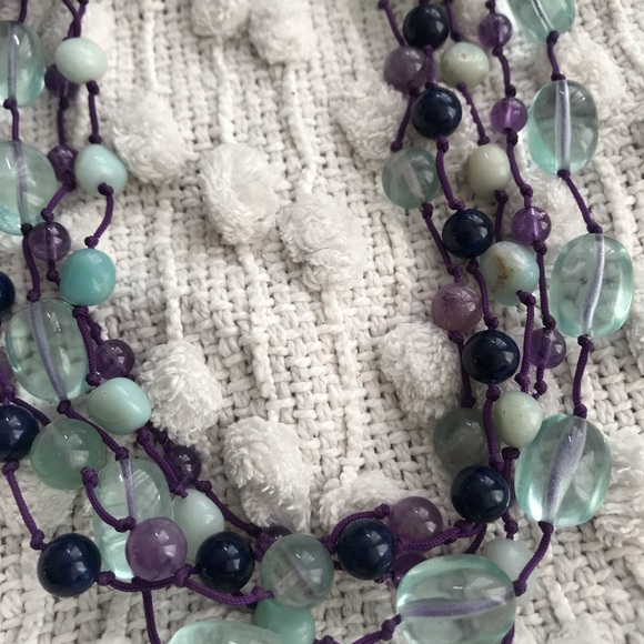 Tai Knots Semi precious stone multi layer necklace and earrings - Picture 3 of 6